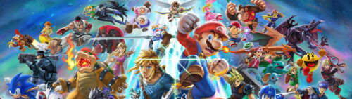 Mario, protagonista di Super Smash Bros. Ultimate, in posizione di combattimento. Dual UHD