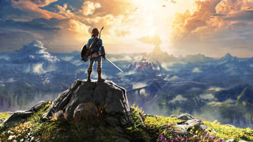 Link, protagonista del videogioco The Legend of Zelda: Breath of the Wild, osserva... 8K