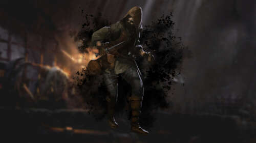 Un guerriero medievale pesantemente corazzato che esplora un oscuro e lugubre dungeon... 4K (Ultra HD)