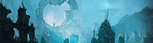 Vista subacquea degli antichi resti diroccati, immersi nelle profondità marine, in... Dual UHD