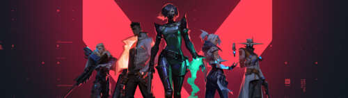 Un gruppo di personaggi di Valorant, tra cui Jett, Cypher, Viper, Phoenix e Sova. Dual UHD