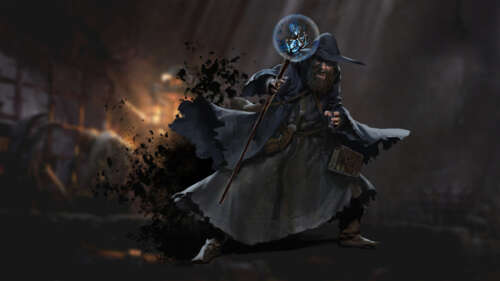 Un mago oscuro proveniente dal mondo di Dark and Darker, che brandisce un bastone... 4K (Ultra HD)