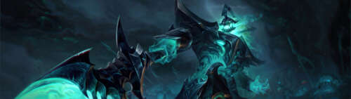 Un’illustrazione dettagliata del personaggio Hecarim, proveniente dal gioco League... Dual UHD