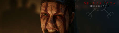 Un primo piano suggestivo e ricco di dettagli del personaggio di Senua, tratto dal... Dual UHD