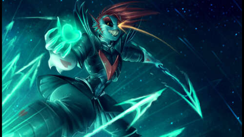 Undyne, la guerriera immortale di Undertale, indossa un’armatura, ha i capelli rossi... 4K (Ultra HD)