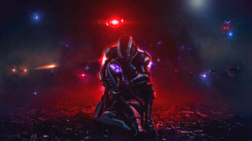 Tali’Zorah, con la sua caratteristica tuta protettiva, insieme al Comandante Shepard,... 4K (Ultra HD)