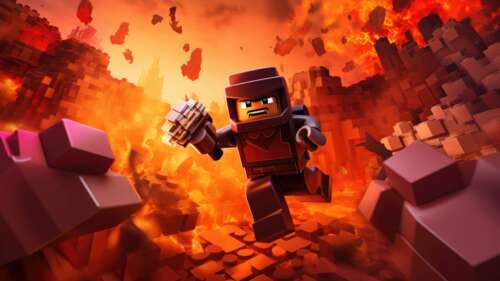 Un personaggio tridimensionale, dall’aspetto squadrato, composto da mattoncini di... 4K (Ultra HD)