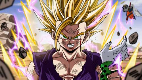 Un ritratto ad alta risoluzione del personaggio Gohan, tratto da Dragon Ball Z. 4K (Ultra HD)