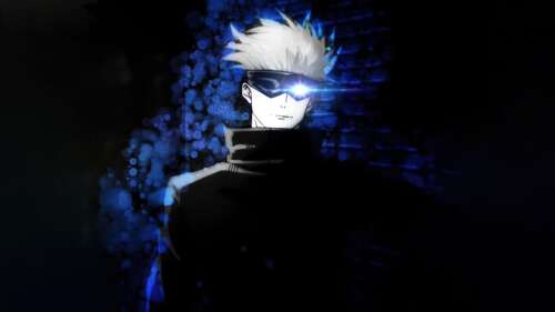 Satoru Gojo, personaggio di Jujutsu Kaisen, in posa sullo sfondo di un ambiente cupo... 4K (Ultra HD)