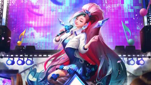 Seraphine, personaggio del videogioco League of Legends, membro del gruppo K/DA,... 4K (Ultra HD)