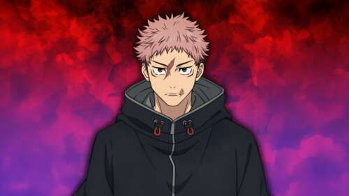 Yuji Itadori, personaggio di Jujutsu Kaisen, con i capelli rosa, indossa una felpa... 4K (Ultra HD)