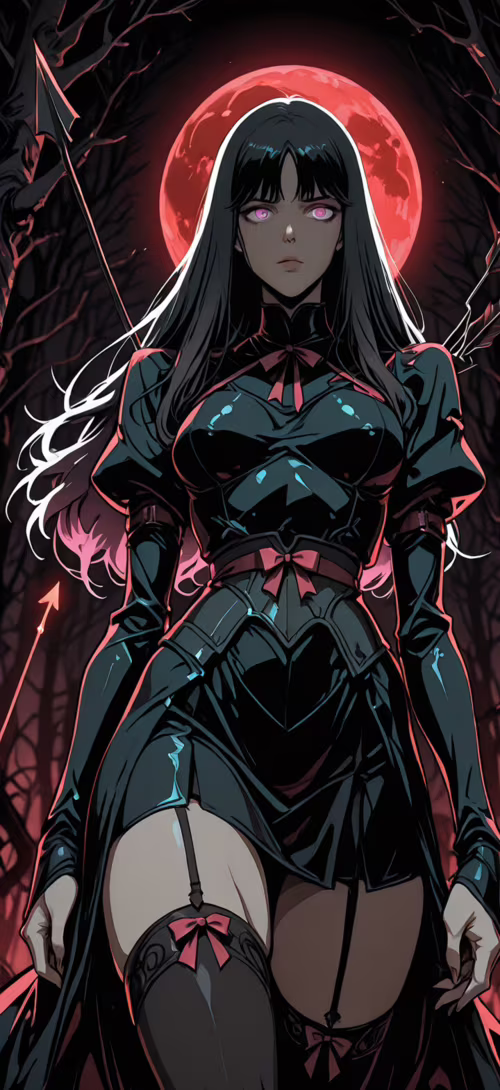 Un’illustrazione in stile anime che raffigura una donna con lunghi capelli neri,... Blackview BV6100