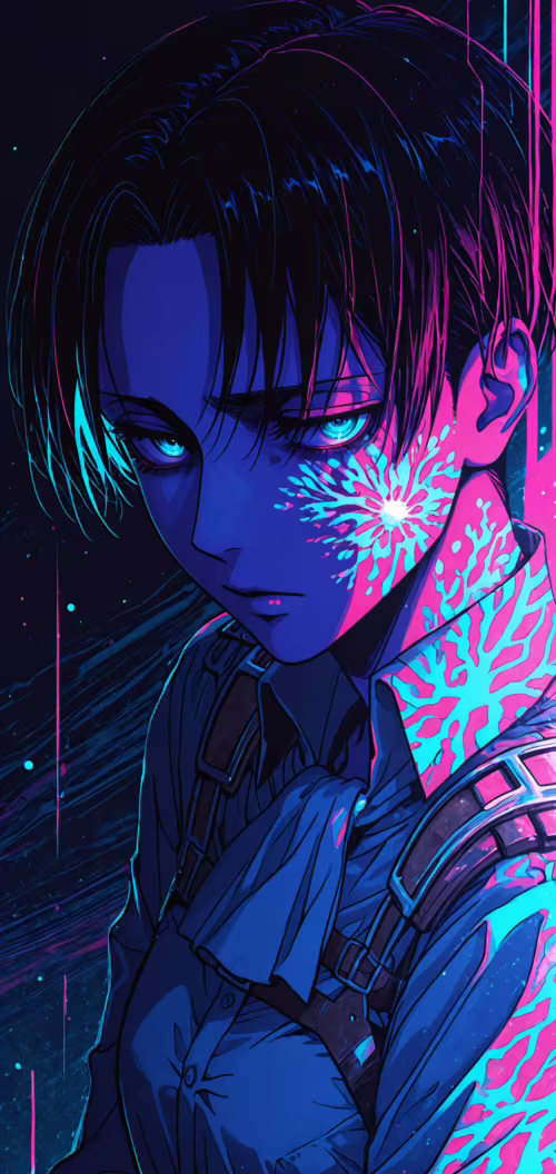 Un’illustrazione in stile anime di Levi Ackerman, personaggio della serie Attack...