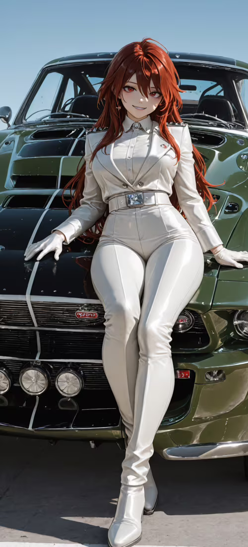 Vista frontale di una Ford Mustang d’epoca pesantemente modificata, di un intenso... Vivo X60 Pro