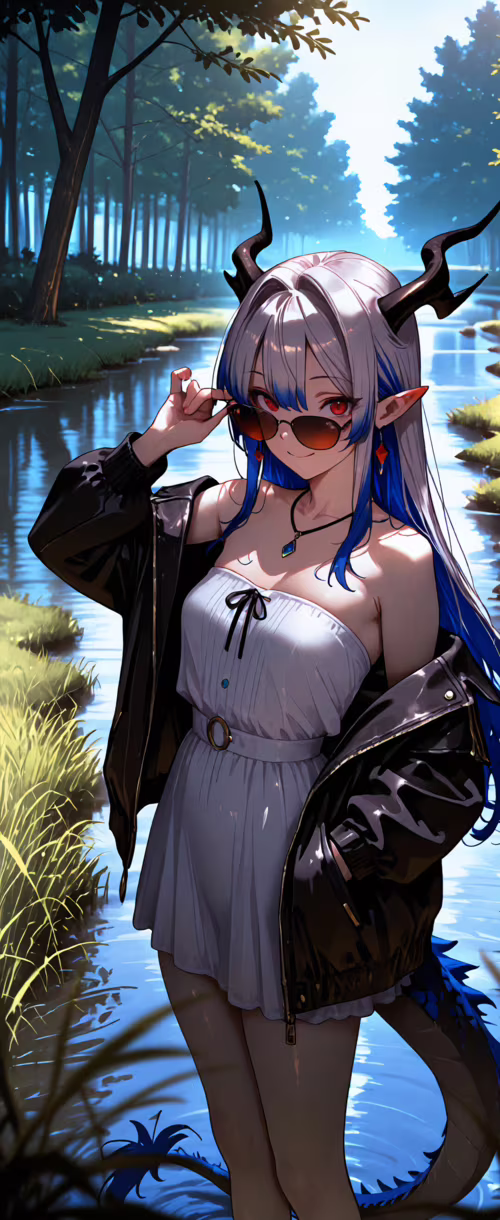 Un’illustrazione in stile anime che raffigura la VTuber Selen Tatsuki come una ragazza-drago.... Samsung Galaxy Z Flip