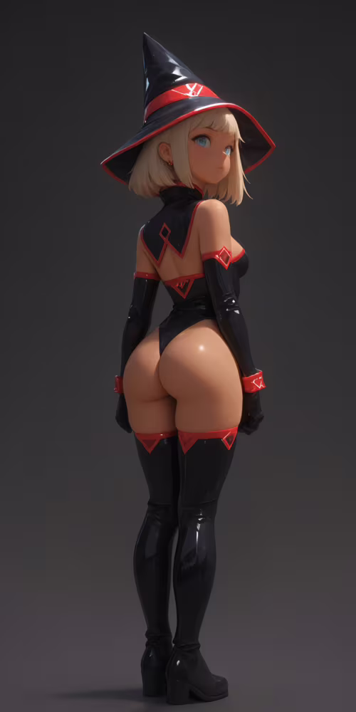 Un’illustrazione digitale a figura intera che raffigura una giovane strega in stile... Xiaomi Black Shark