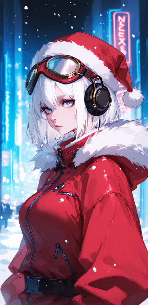 Una ragazza anime con capelli corti e bianchi e occhi rossi, che indossa un cappello... Samsung Galaxy A6 plus Plus