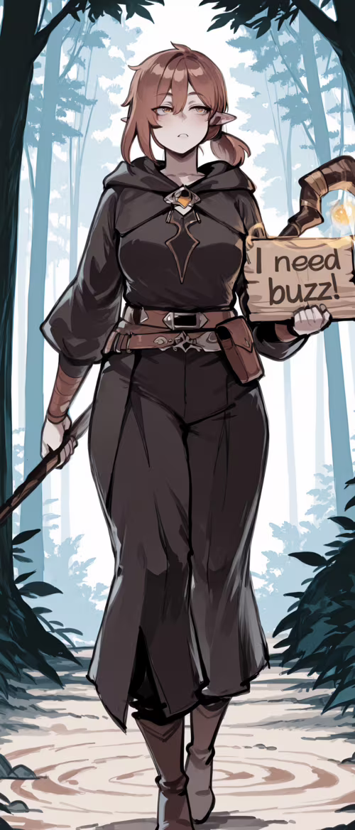 Un mago elfo, con corti capelli castani e vestito con un abito scuro e con cappuccio,... Motorola Edge S