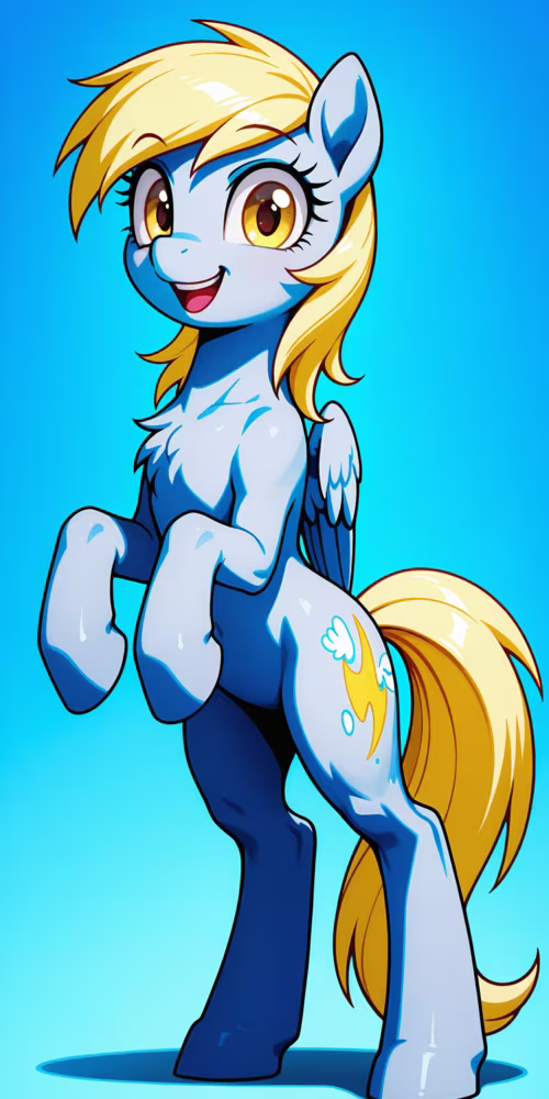 Illustrazione digitale a figura intera del personaggio Derpy Hooves di My Little...