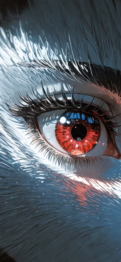 Un dipinto digitale ravvicinato che raffigura una volpe stilizzata, bianca e grigia,...