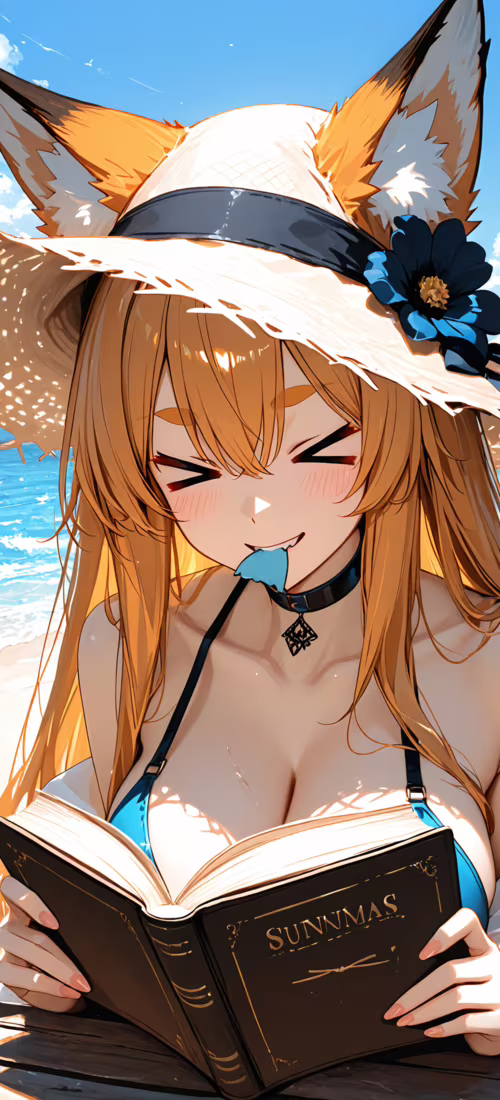 Una ragazza-volpe in stile anime, con capelli neri e un cappello di paglia, sorride... Vivo X60 Pro