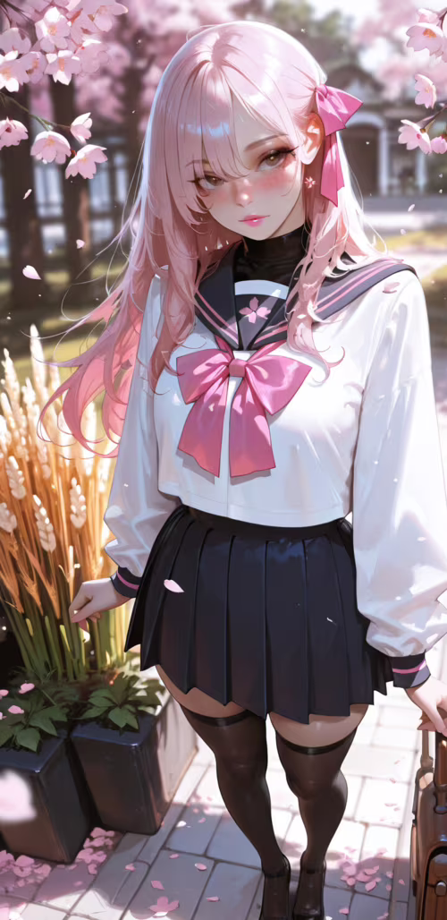 Un’illustrazione in stile anime che raffigura una ragazza con lunghi capelli rosa... Samsung Galaxy J4 plus Plus