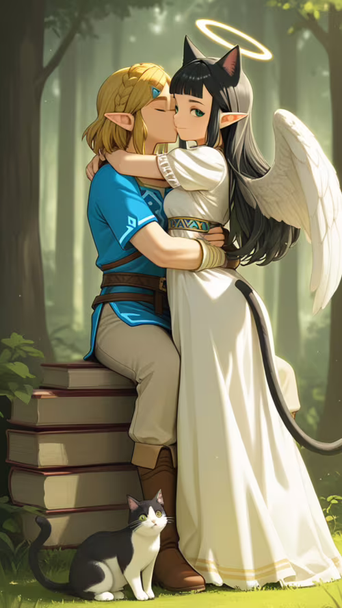 Un’illustrazione in stile anime che raffigura la principessa Zelda con ali angeliche... Doogee Valencia DG800