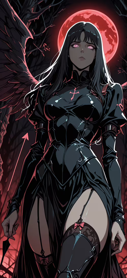 Un’illustrazione in stile anime che raffigura una donna con lunghi capelli neri,... Honor Magic6 Pro