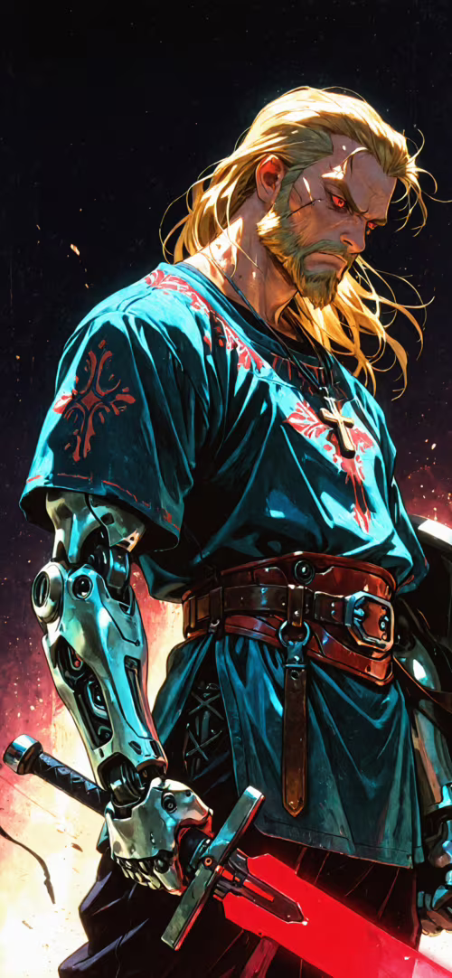 Un’illustrazione digitale che raffigura un guerriero biondo con la barba e gli occhi... Apple iPhone 11 Pro Max