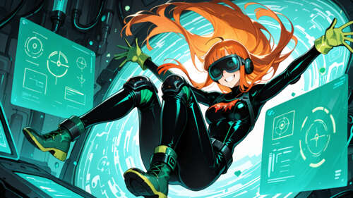 Un’illustrazione in stile anime di Futaba Sakura, personaggio di Persona 5, che fluttua... 4K (Ultra HD)