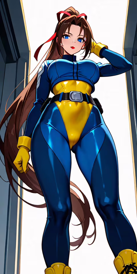 Una ripresa dal basso di Jean Grey degli X-Men, che indossa la sua classica tuta... TP-Link Neffos C5 Plus