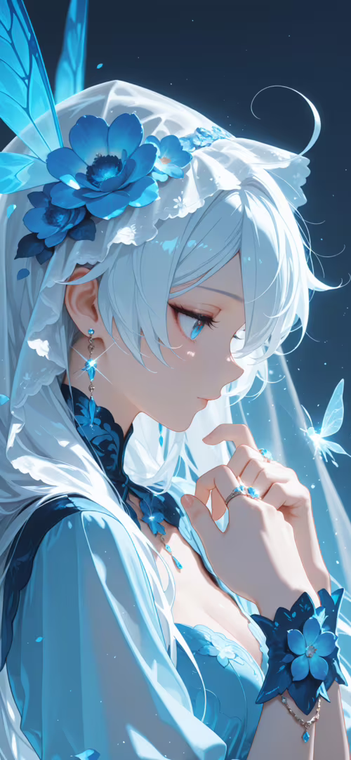 Un’illustrazione in stile anime di Kiana Kaslana, una giovane donna con lunghi capelli... Samsung Galaxy S22