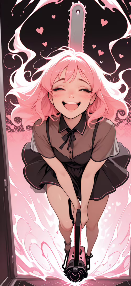 Una ragazza anime con i capelli rosa, vestita da cameriera, ride in modo isterico... Blackview BV6100