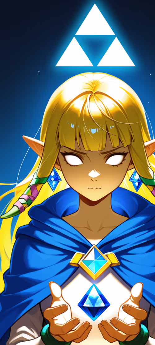 Un’illustrazione in stile anime della principessa Zelda, con occhi azzurri luminosi,... Samsung Galaxy Note 10 Lite