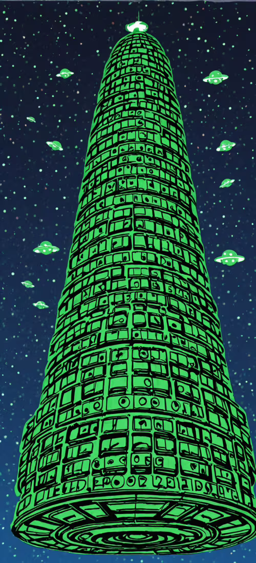 Un grande disco volante verde, in stile cartone animato, con luci gialle luminose... Vivo X60 Pro