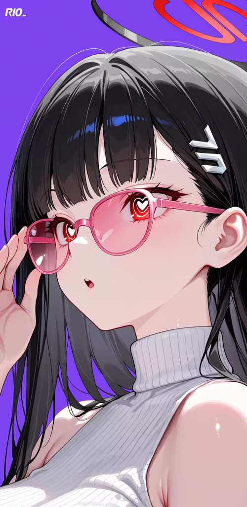 Una ragazza anime con lunghi capelli neri, identificata come Rio Tsukatsuki di Blue...