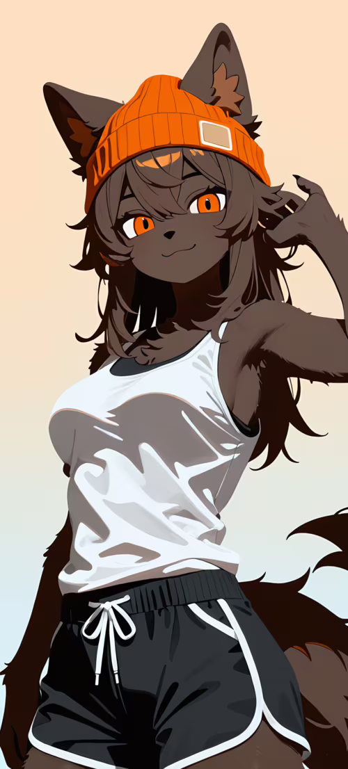 Un’illustrazione in stile anime che raffigura una lupa antropomorfa, con lunghi capelli... Honor Magic 4 Lite