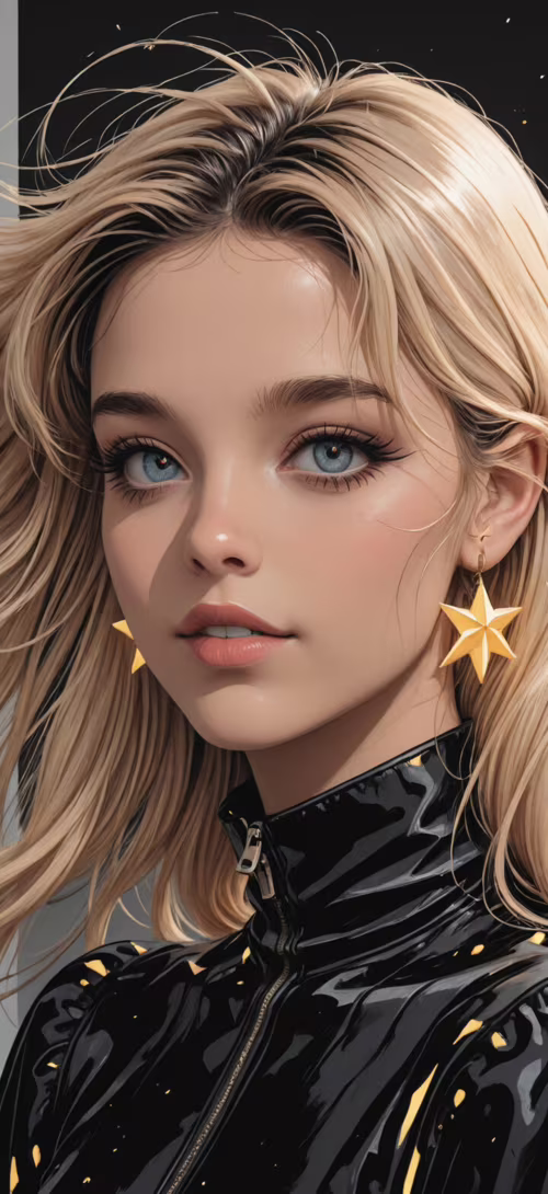 Un’illustrazione digitale che raffigura una giovane donna con capelli biondi e rosa,... Blackview A30