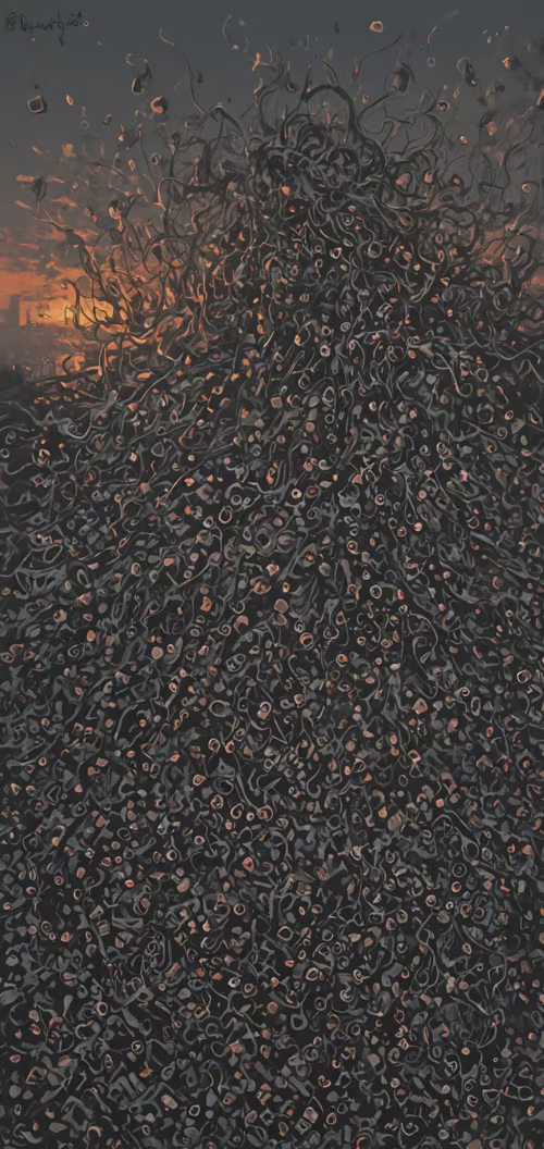 Un’opera d’arte in stile ukiyo-e che raffigura uno spirito etereo, composto da intricate...