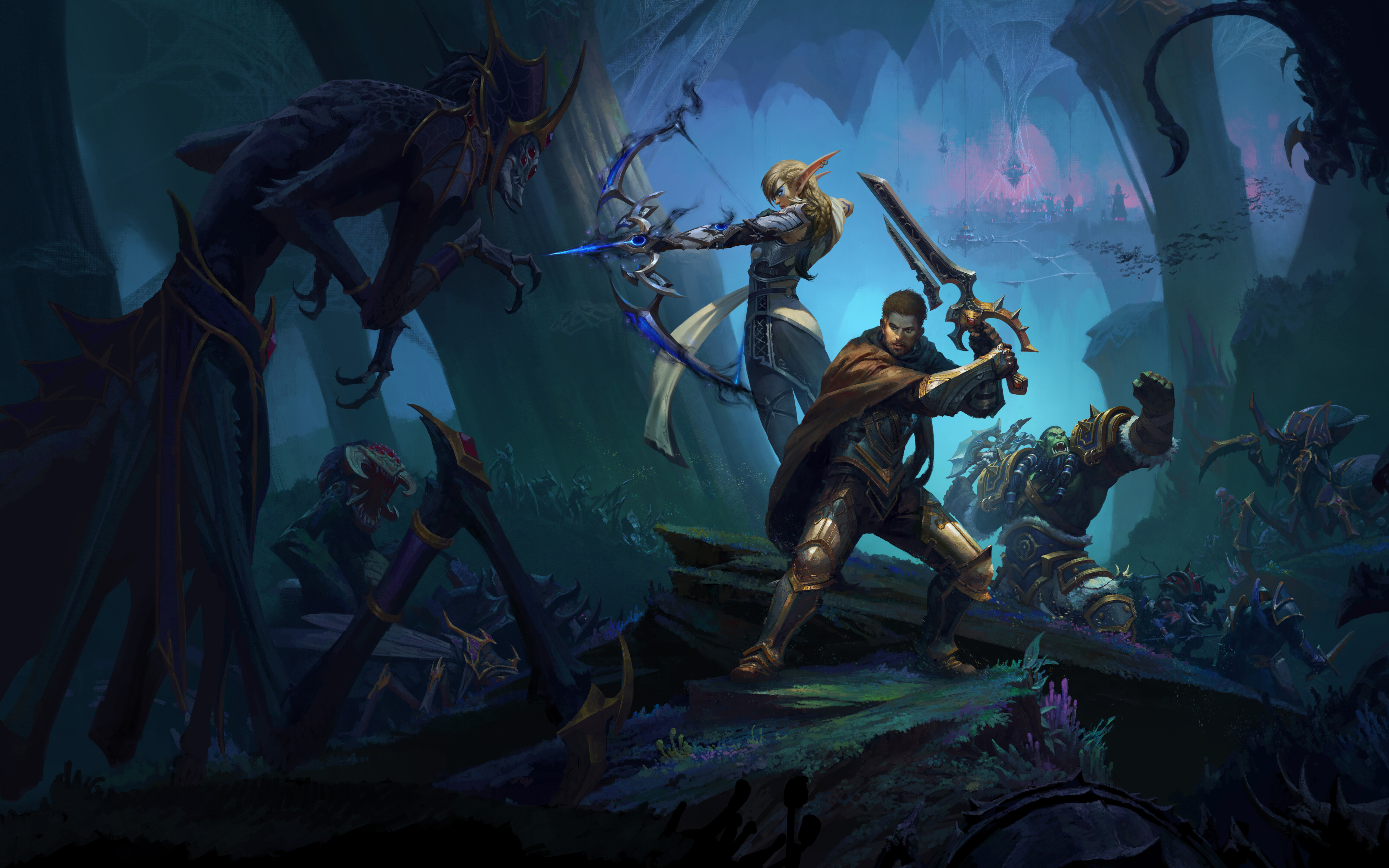 Alleria Vento Rapido, Anduin Wrynn e Thrall, tratti dal videogioco World of Warcraft: The War Within.