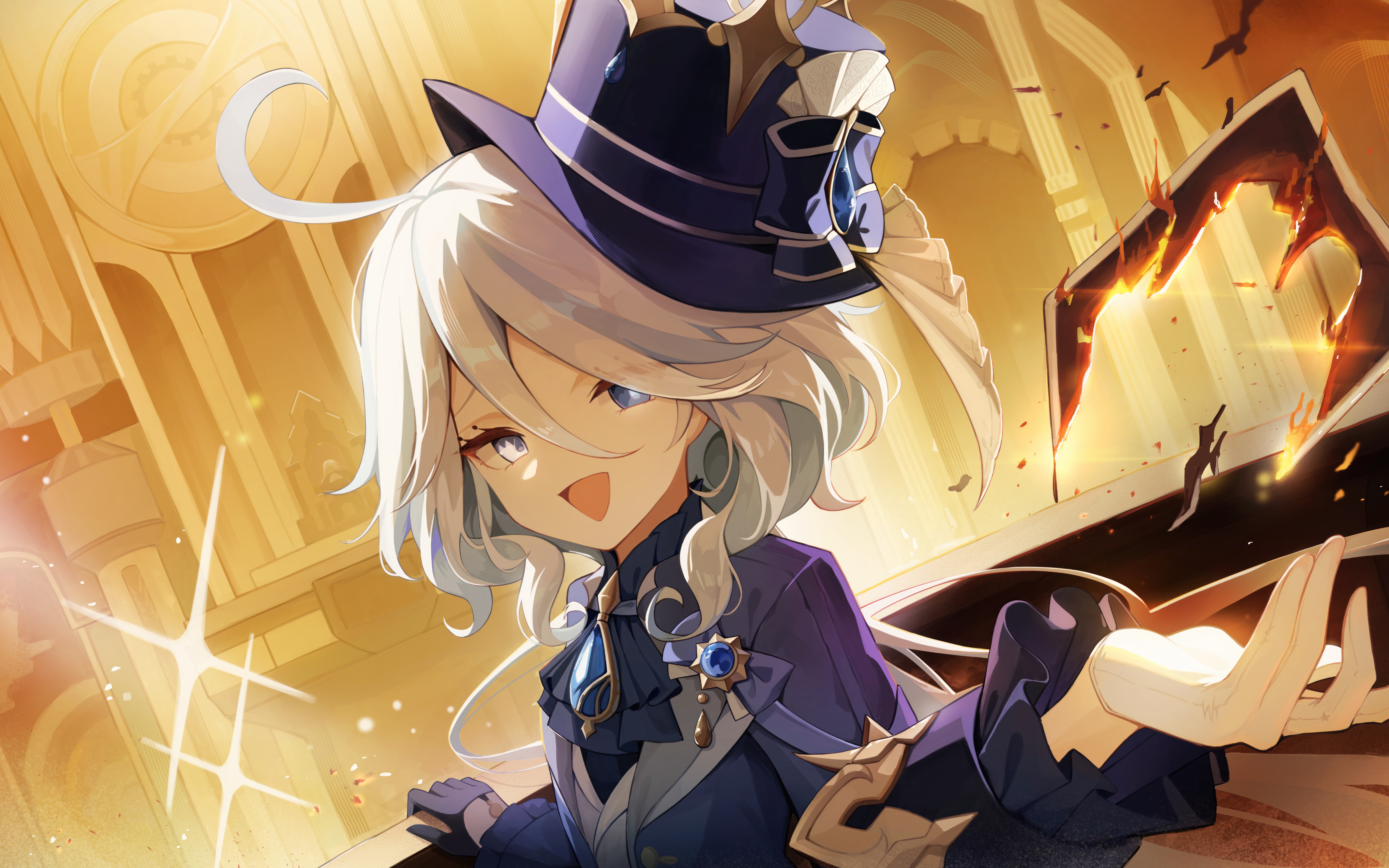 Un bellissimo ritratto di Furina, personaggio del videogioco Genshin Impact.