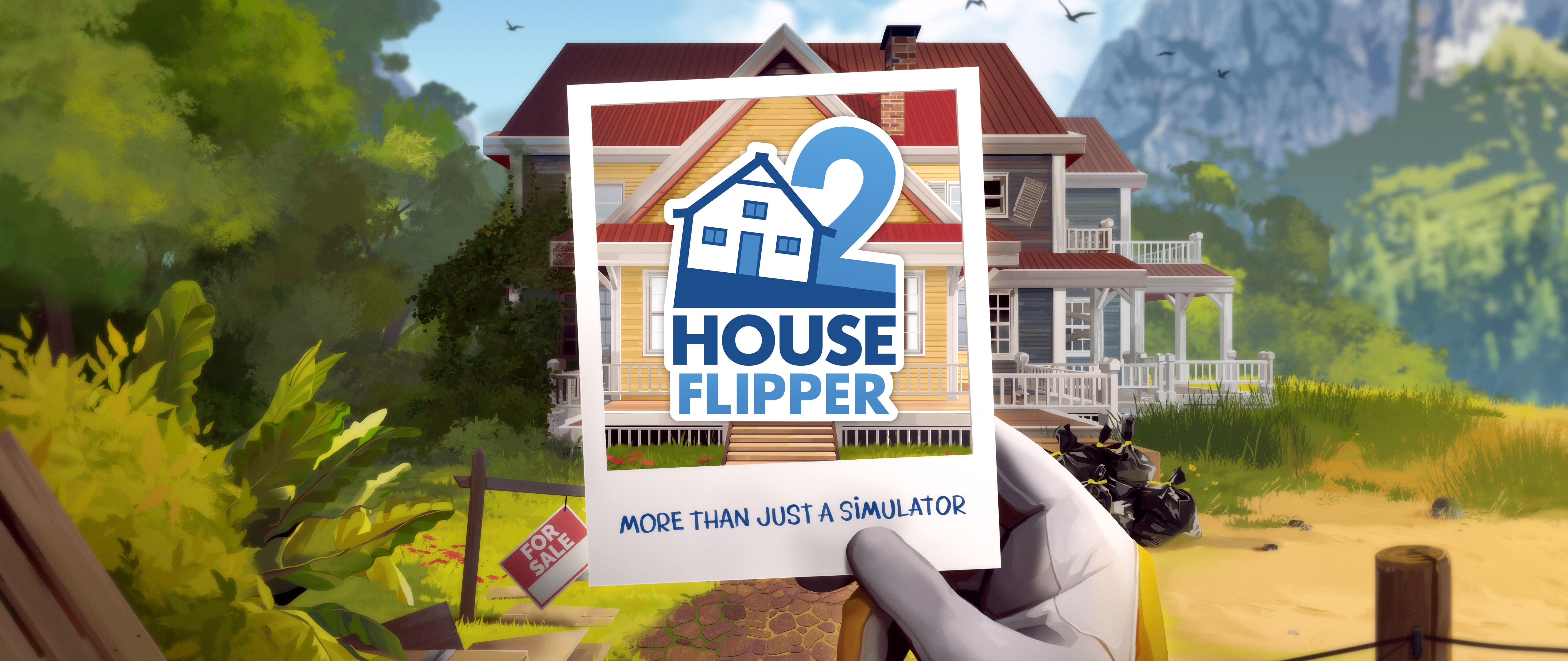 Un personaggio impegnato in lavori di ristrutturazione e pulizia in una stanza disordinata, con elementi tratti dal gioco House Flipper 2.