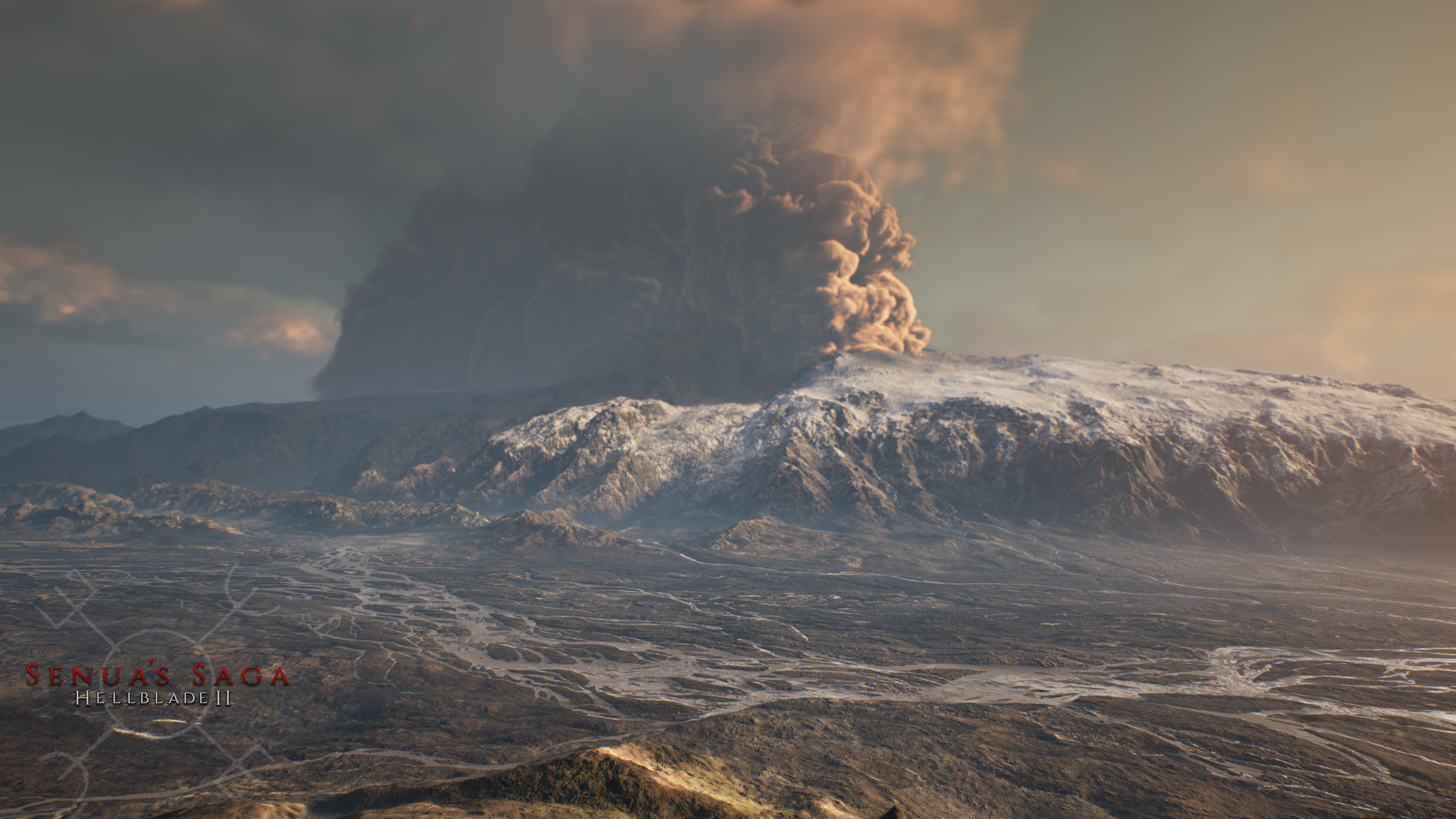 Un primo piano dettagliato e suggestivo di Senua, tratta dal videogioco Senua's Saga: Hellblade II, che ne mette in risalto l’espressione intensa e l’aspetto da guerriera.