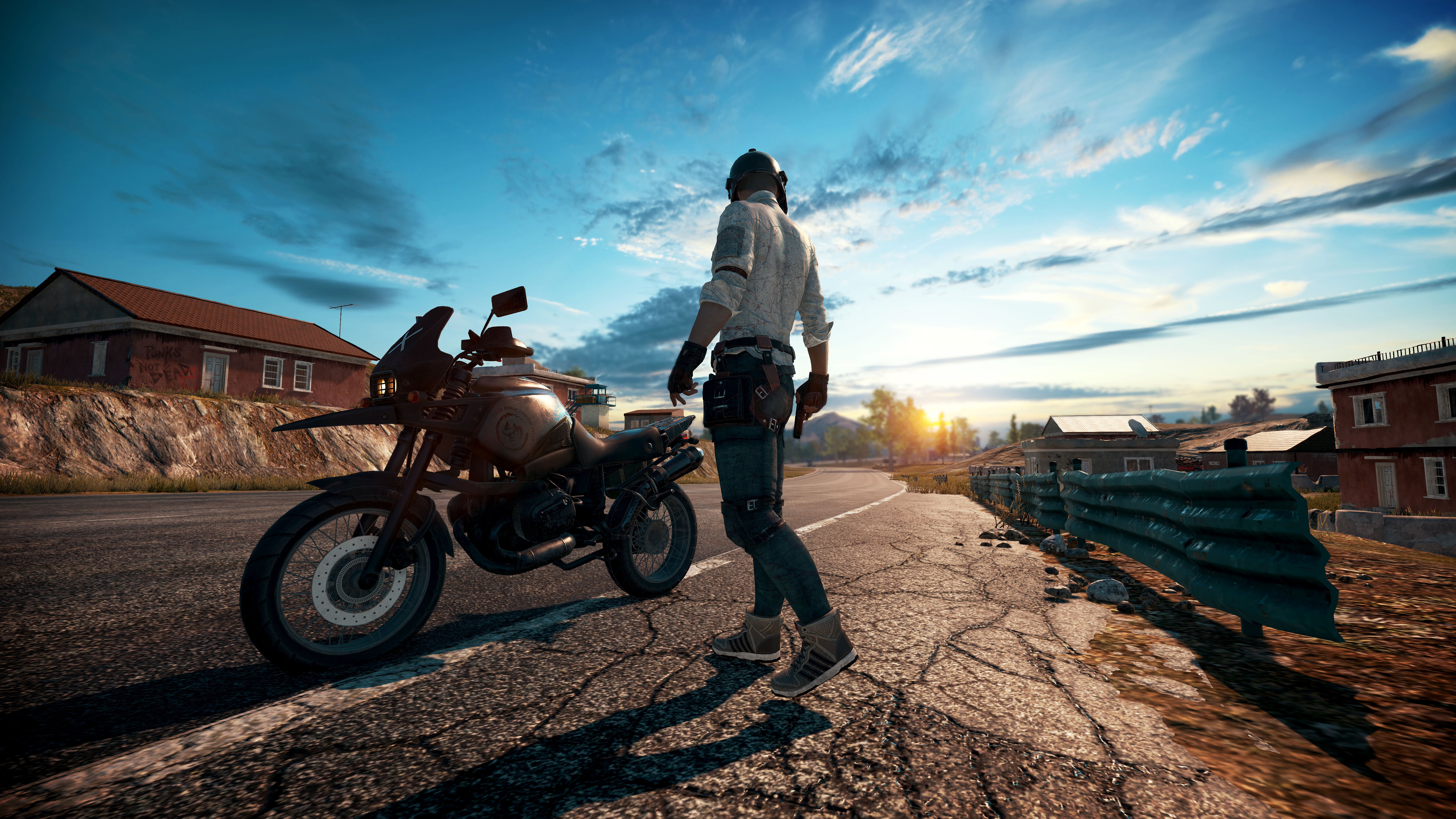 Un soldato specializzato in tattiche di combattimento, equipaggiato con abbigliamento e accessori ispirati al videogioco PlayerUnknown's Battlegrounds.