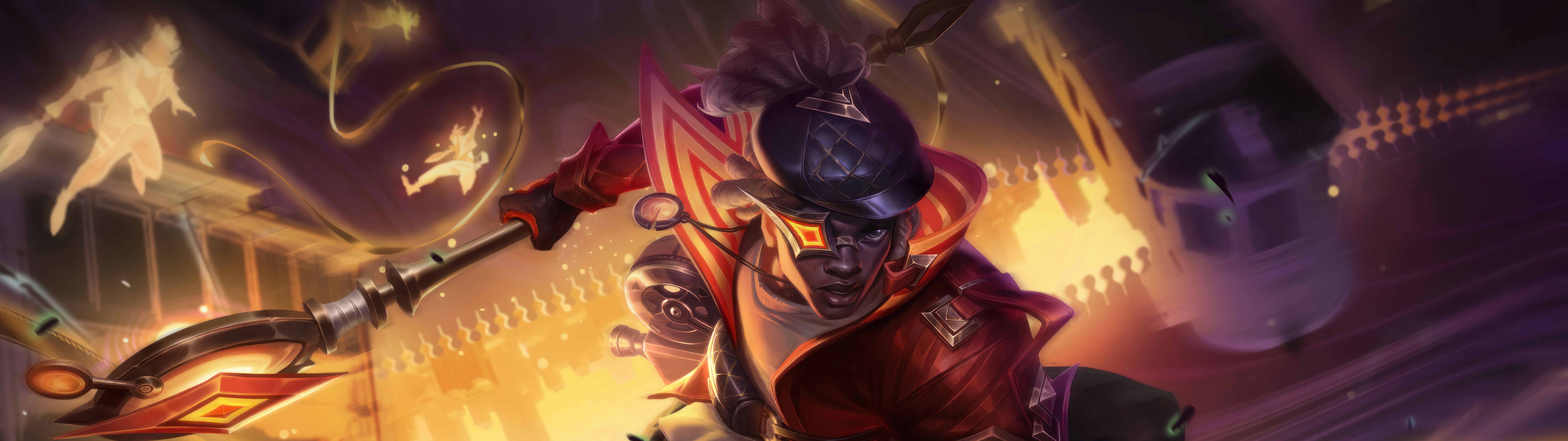 Un ritratto ravvicinato di Ekko, personaggio del videogioco League of Legends, con dettagli in blu neon e elementi di tecnologia futuristica.