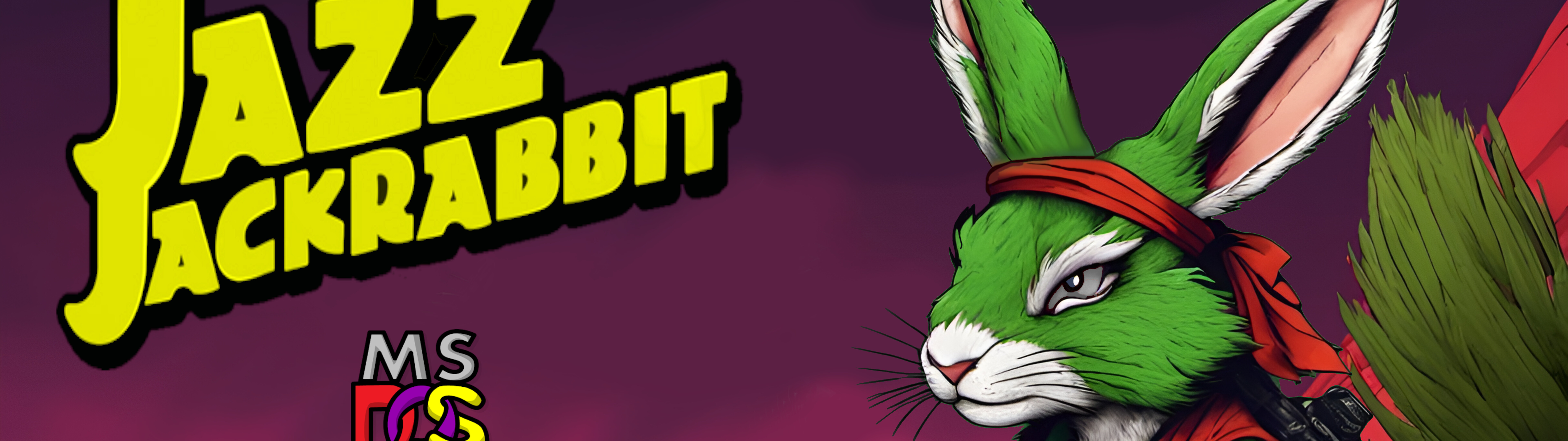 Illustrazione in stile retrò del personaggio Jazz Jackrabbit, tratta dal celebre videogioco Jazz Jackrabbit.