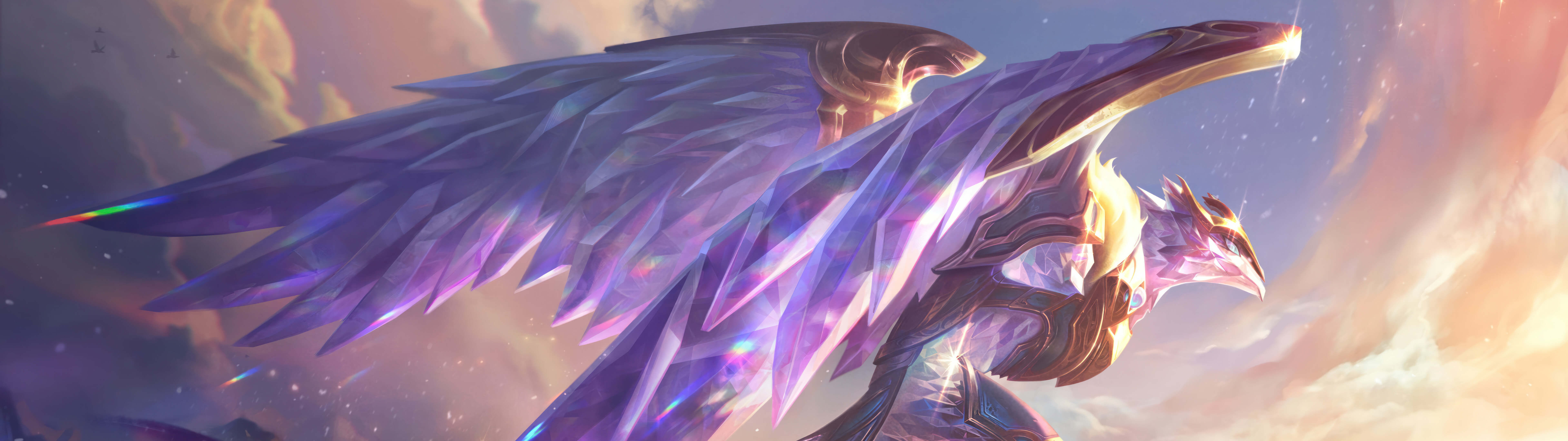 Anivia, personaggio del videogioco League of Legends, è una maestosa fenice di ghiaccio con ali di un blu intenso e occhi luminosi.