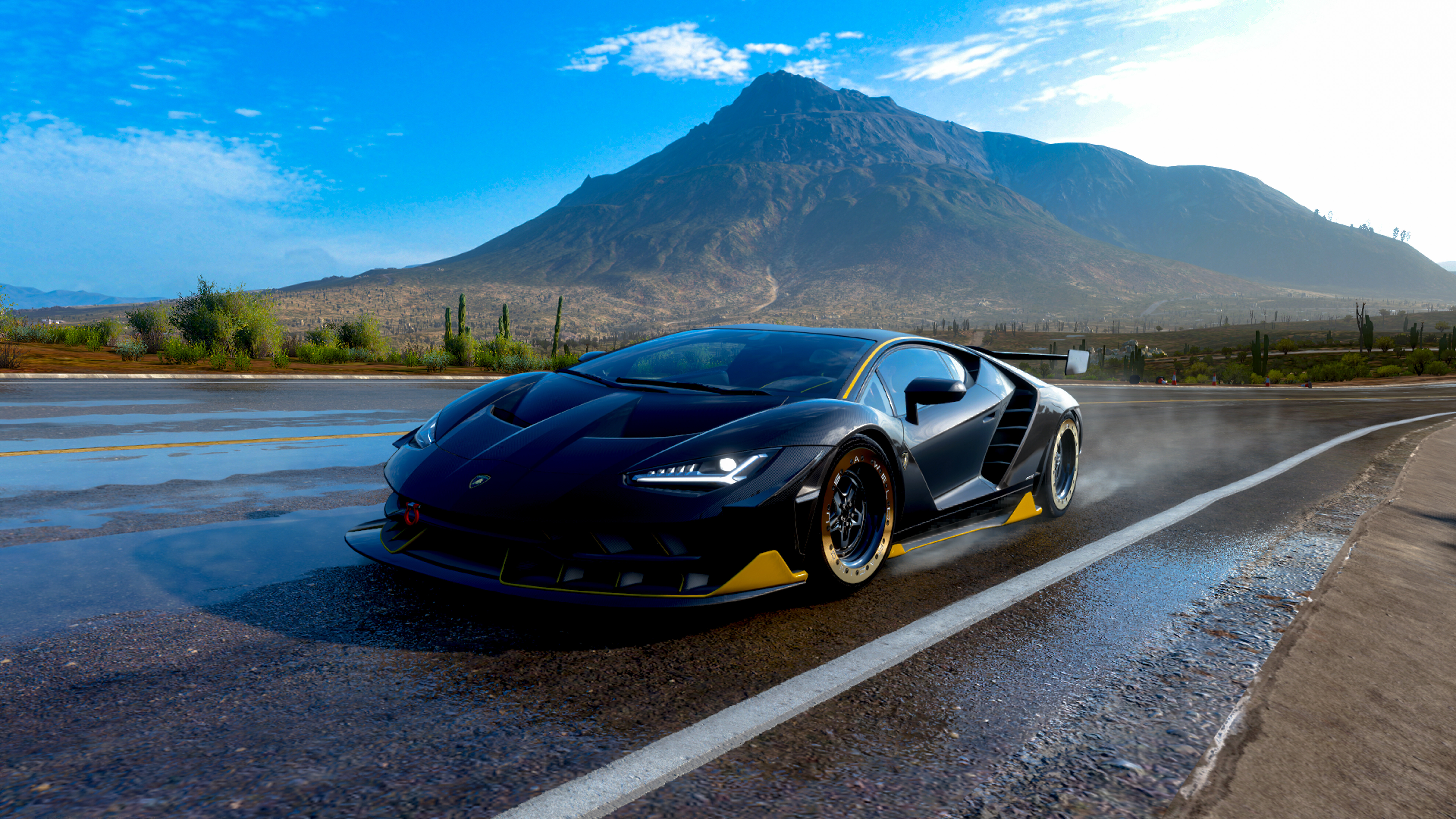 Una potente Lamborghini Centenario, supercar ad alte prestazioni, ripresa durante una sessione di gioco in Forza Horizon 5.
