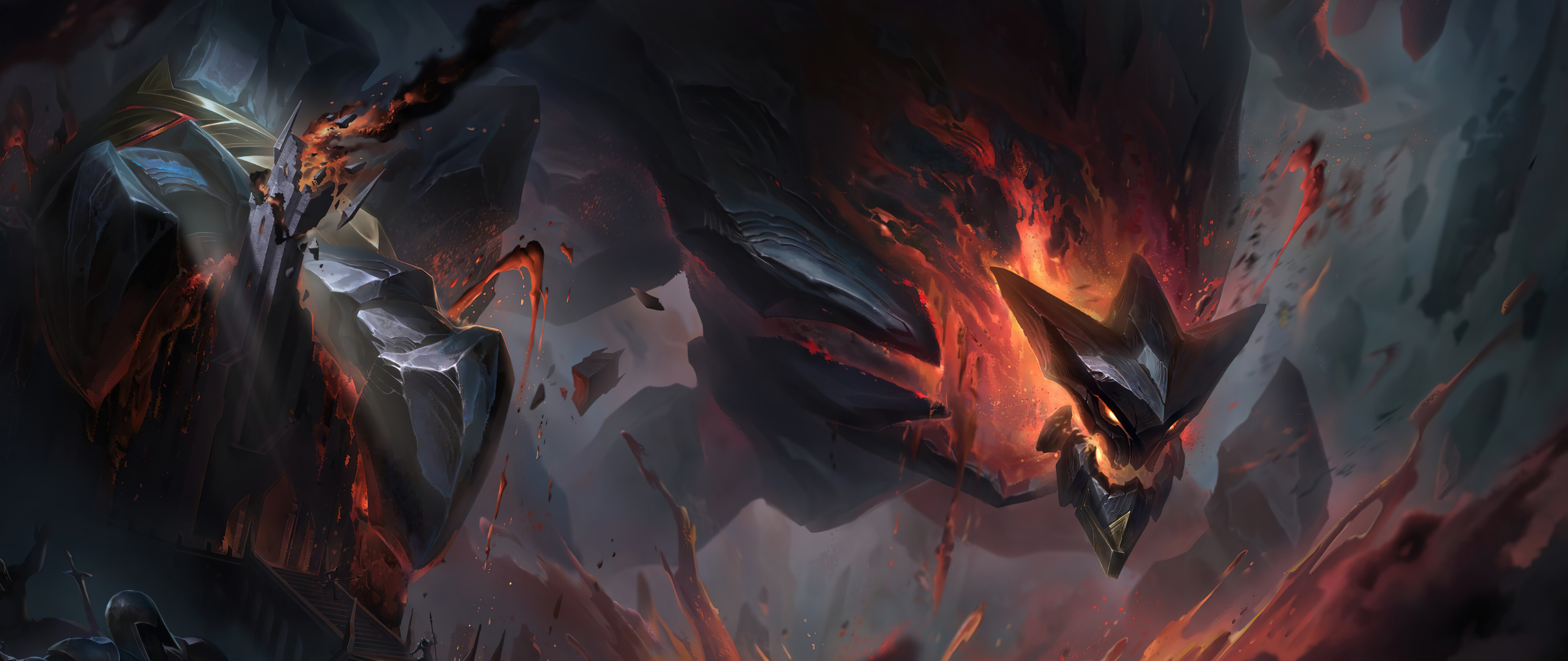 Malphite, il golem di pietra proveniente da League of Legends, si erge come un’imponente creatura rocciosa.