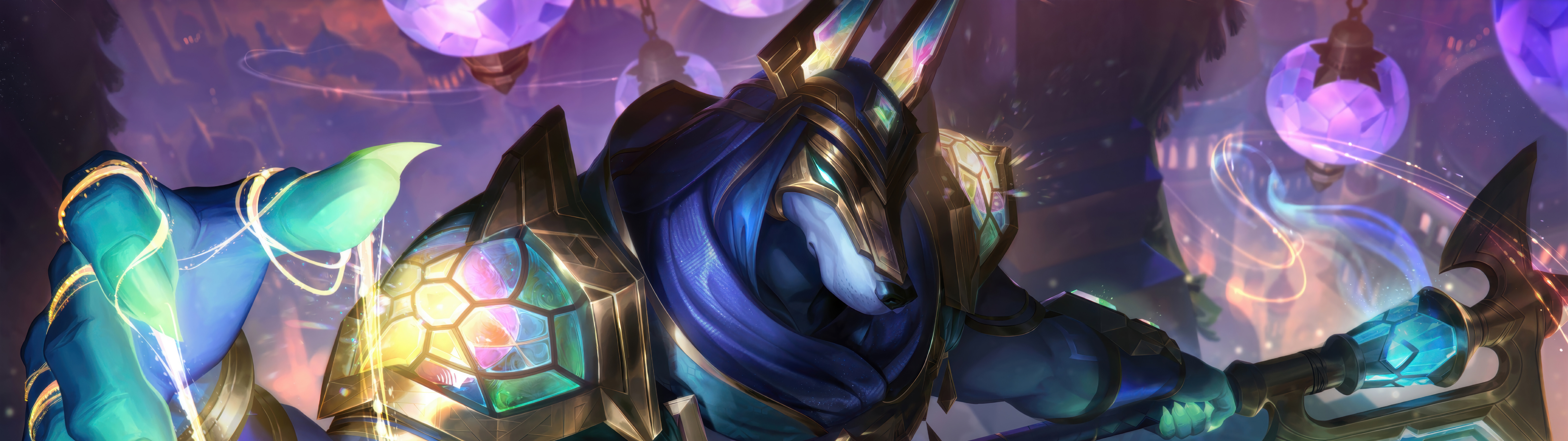 Un’illustrazione epica di Nasus, il Custode delle Sabbie, tratta dal gioco League of Legends.